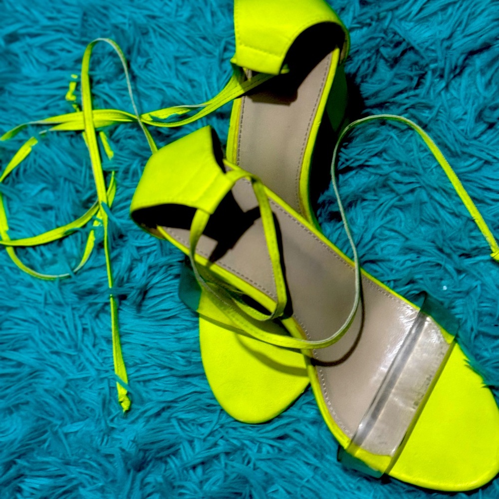 Woman’s chunky heel sandals with ankle strap. Sexy and elegant party shoes